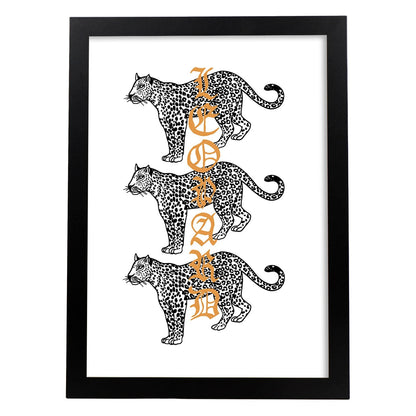 Posters con mensajes felices ilustrados. Lámina de decoración 'Leopard' con frases motivadoras y llenas de energia.-Artwork-Nacnic-A4-Marco Negro-Nacnic Estudio SL