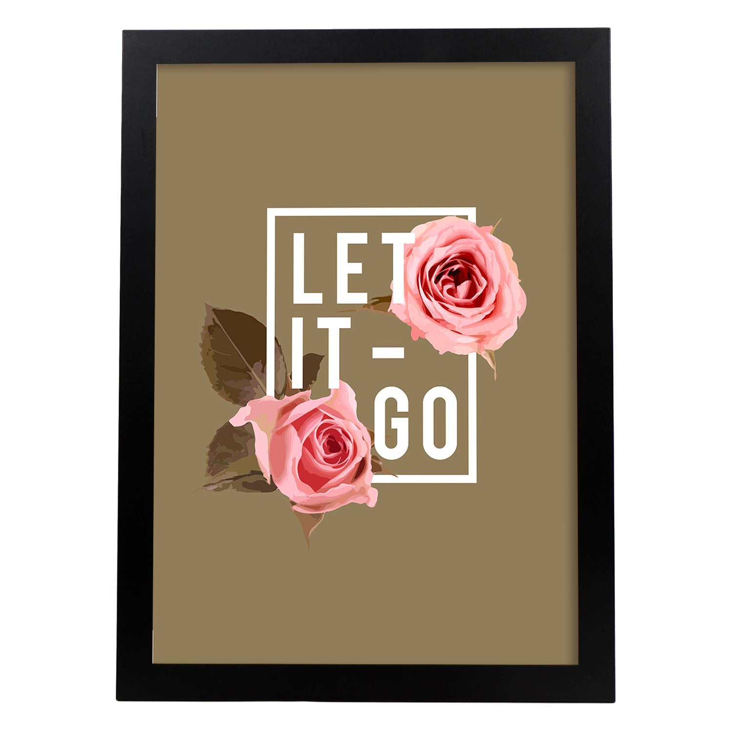 Posters con mensajes felices ilustrados. Lámina de decoración 'Let It Go' con frases motivadoras y llenas de energia.-Artwork-Nacnic-A3-Marco Negro-Nacnic Estudio SL
