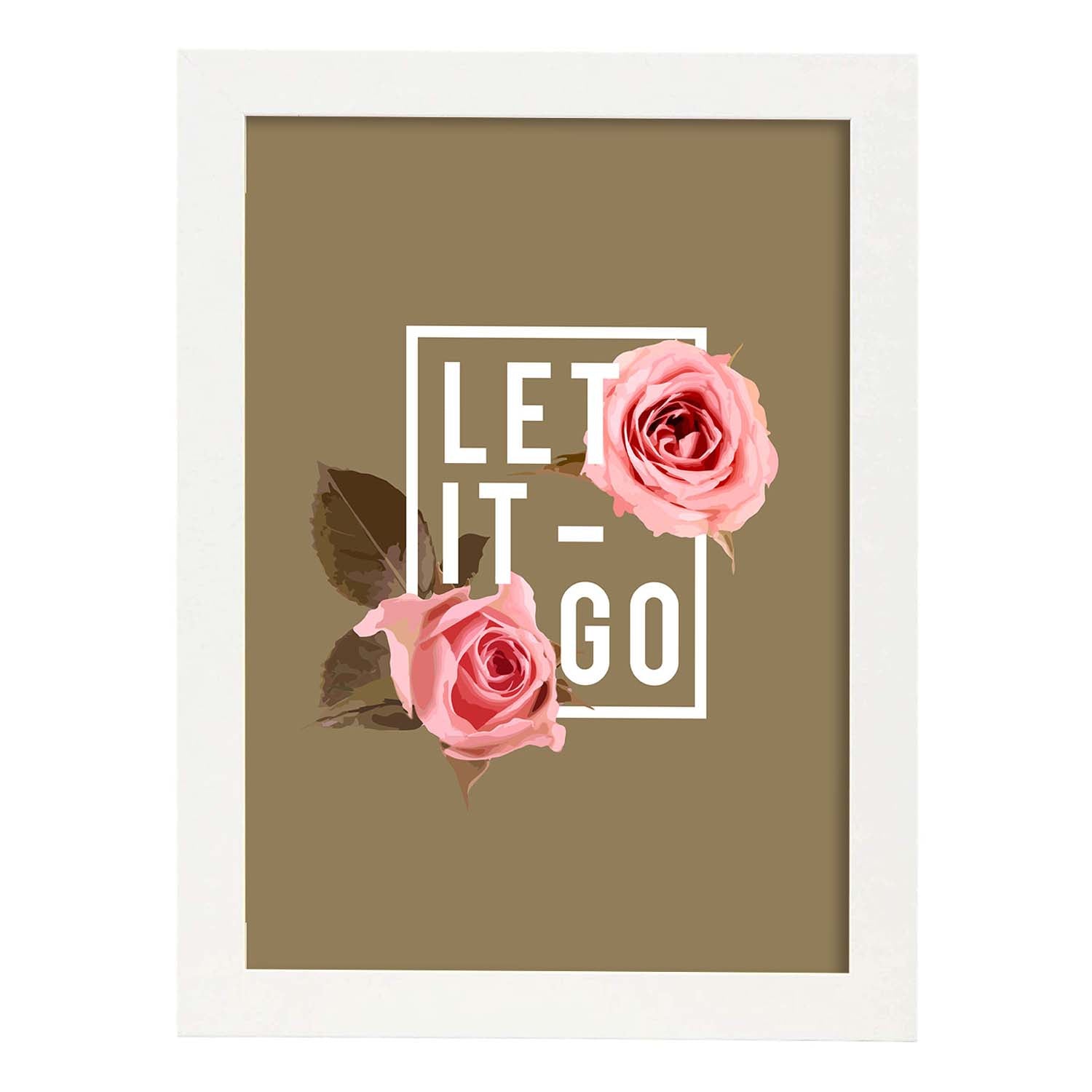Posters con mensajes felices ilustrados. Lámina de decoración 'Let It Go' con frases motivadoras y llenas de energia.-Artwork-Nacnic-A4-Marco Blanco-Nacnic Estudio SL