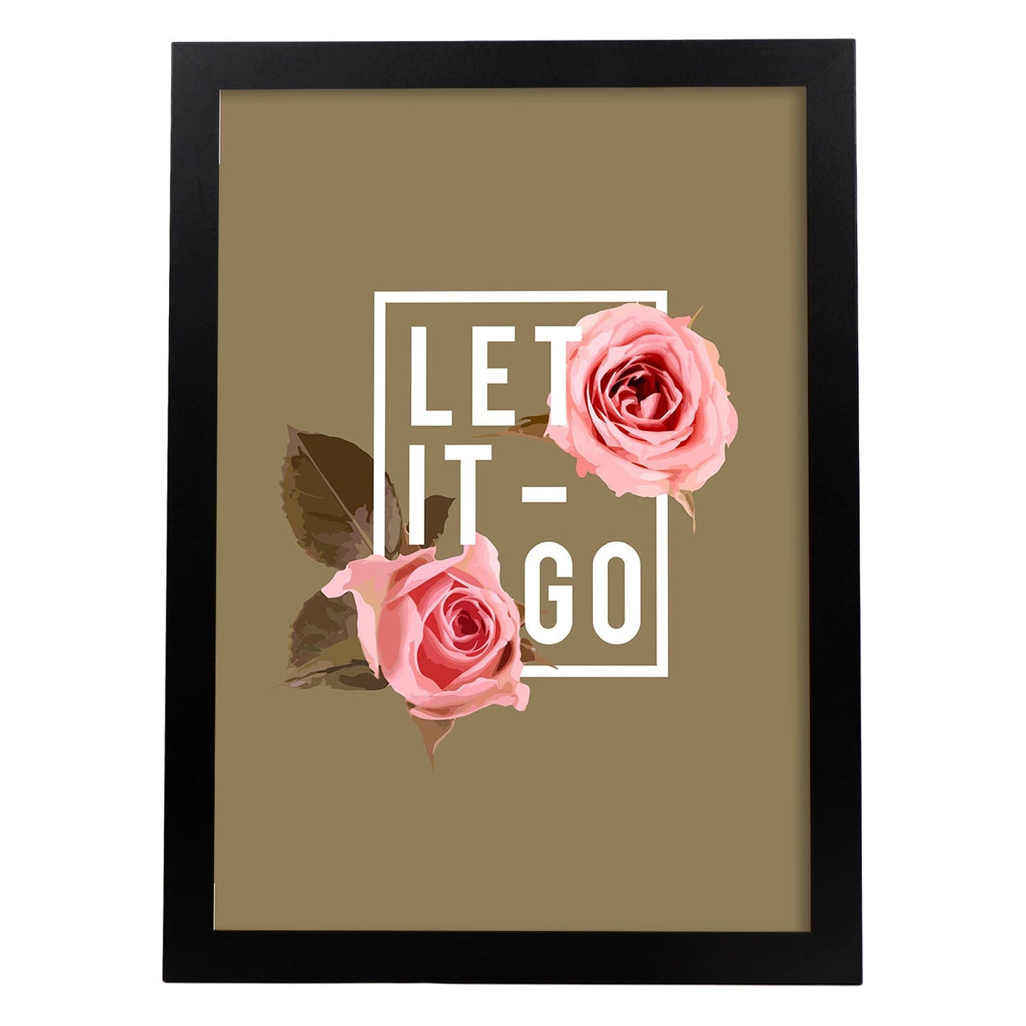 Posters con mensajes felices ilustrados. Lámina de decoración 'Let It Go' con frases motivadoras y llenas de energia.-Artwork-Nacnic-A4-Marco Negro-Nacnic Estudio SL