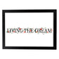 Posters con mensajes felices ilustrados. Lámina de decoración 'Living The Dream' con frases motivadoras y llenas de energia.-Artwork-Nacnic-A4-Marco Negro-Nacnic Estudio SL