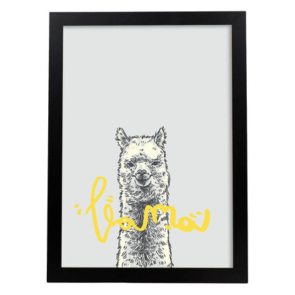 Posters con mensajes felices ilustrados. Lámina de decoración 'Llama 2' con frases motivadoras y llenas de energia.-Artwork-Nacnic-A4-Marco Negro-Nacnic Estudio SL