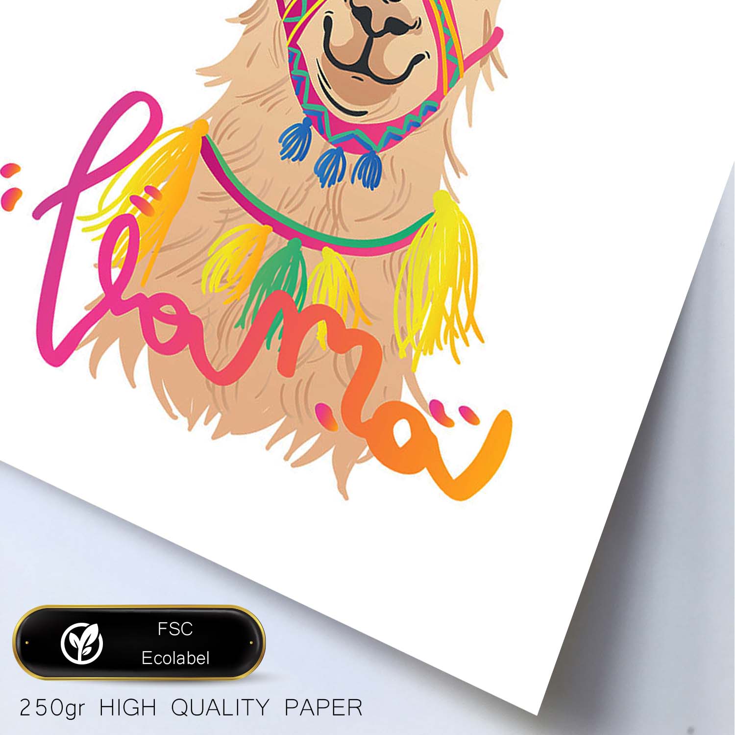 Posters con mensajes felices ilustrados. Lámina de decoración 'Llama' con frases motivadoras y llenas de energia.-Artwork-Nacnic-Nacnic Estudio SL