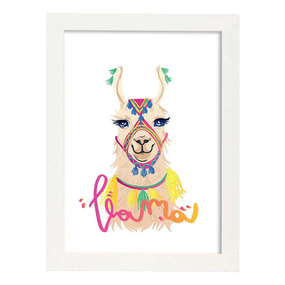 Posters con mensajes felices ilustrados. Lámina de decoración 'Llama' con frases motivadoras y llenas de energia.-Artwork-Nacnic-A4-Marco Blanco-Nacnic Estudio SL