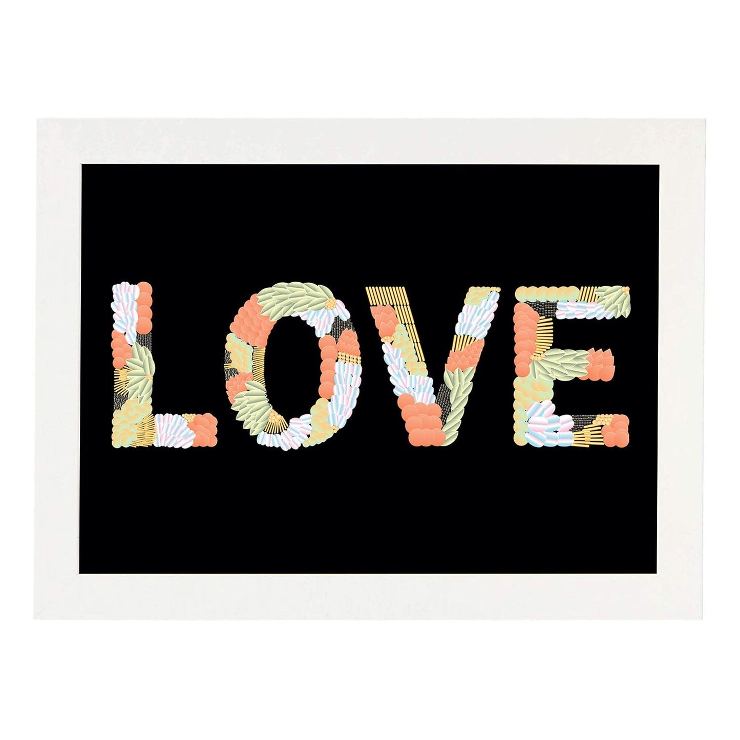 Posters con mensajes felices ilustrados. Lámina de decoración 'Love' con frases motivadoras y llenas de energia.-Artwork-Nacnic-A3-Marco Blanco-Nacnic Estudio SL