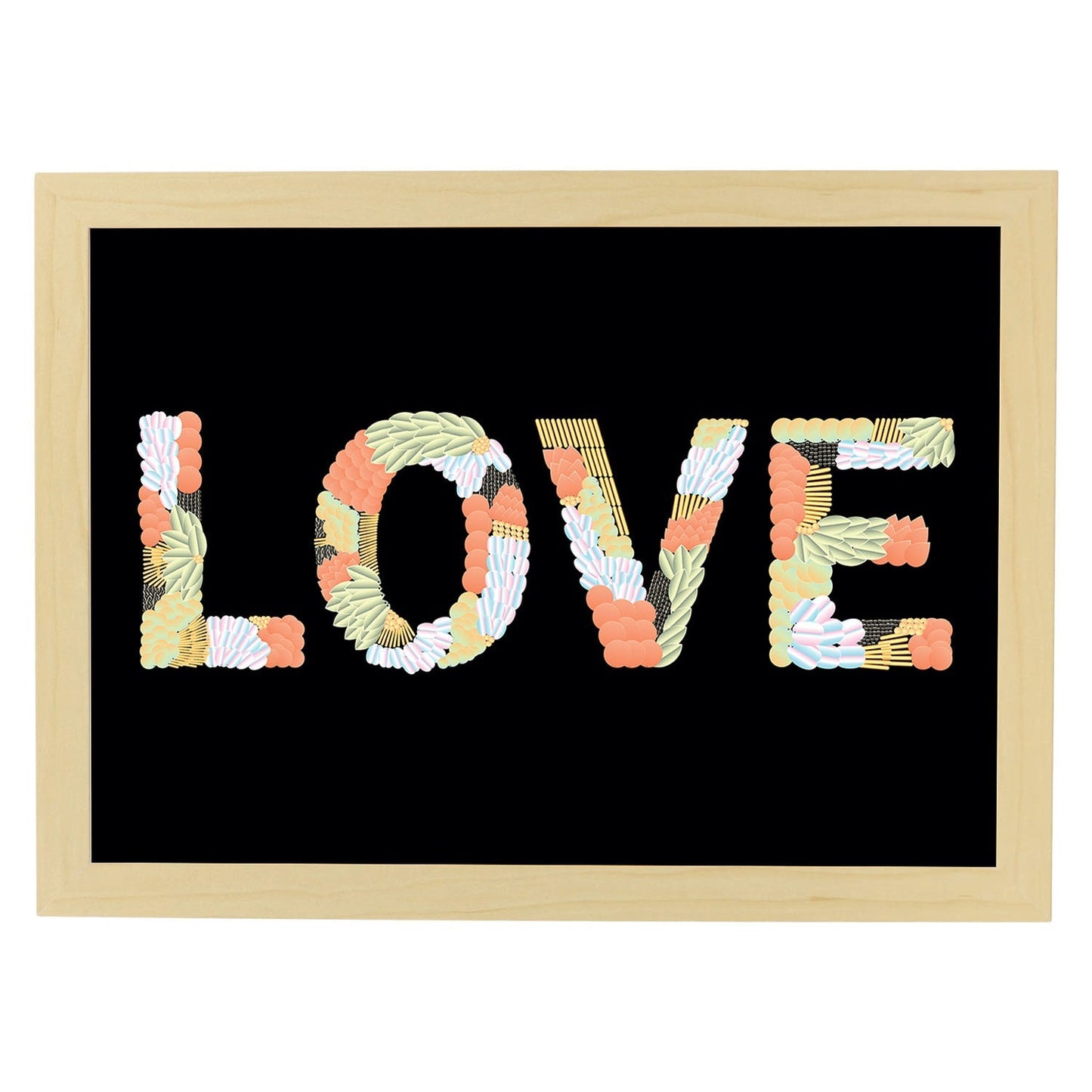 Posters con mensajes felices ilustrados. Lámina de decoración 'Love' con frases motivadoras y llenas de energia.-Artwork-Nacnic-A3-Marco Madera clara-Nacnic Estudio SL