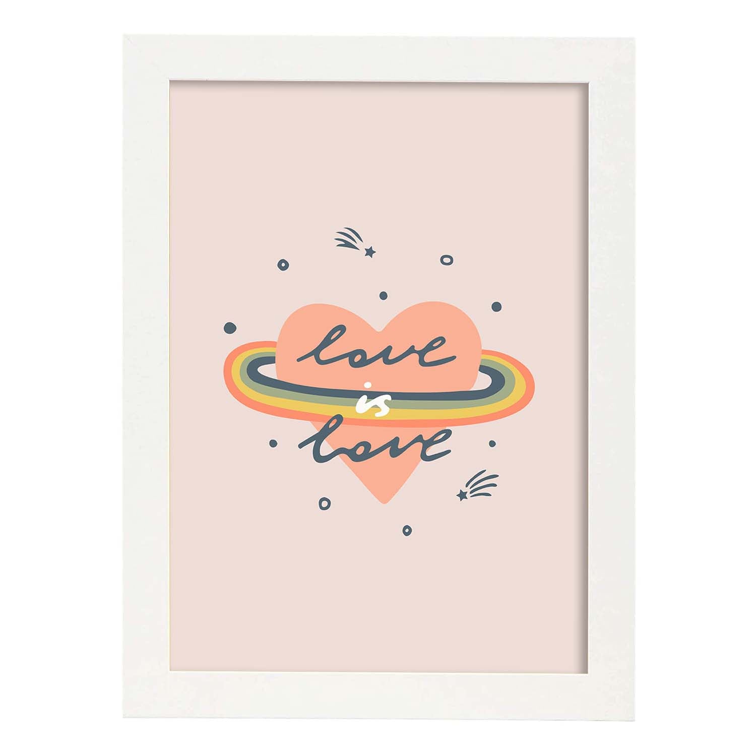 Posters con mensajes felices ilustrados. Lámina de decoración 'Love Is Love' con frases motivadoras y llenas de energia.-Artwork-Nacnic-A3-Marco Blanco-Nacnic Estudio SL