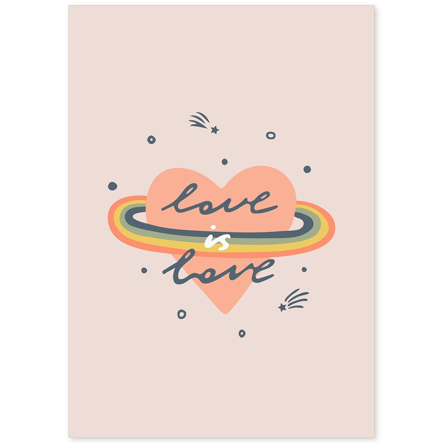 Posters con mensajes felices ilustrados. Lámina de decoración 'Love Is Love' con frases motivadoras y llenas de energia.-Artwork-Nacnic-A4-Sin marco-Nacnic Estudio SL