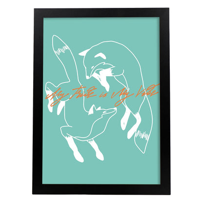 Posters con mensajes felices ilustrados. Lámina de decoración 'My Tribe' con frases motivadoras y llenas de energia.-Artwork-Nacnic-A4-Marco Negro-Nacnic Estudio SL