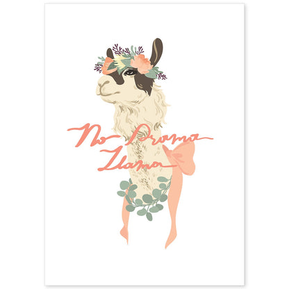 Posters con mensajes felices ilustrados. Lámina de decoración 'No Drama Llama' con frases motivadoras y llenas de energia.-Artwork-Nacnic-A4-Sin marco-Nacnic Estudio SL