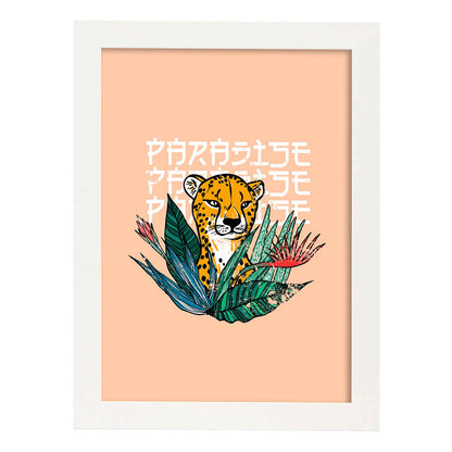 Posters con mensajes felices ilustrados. Lámina de decoración 'Paradise' con frases motivadoras y llenas de energia.-Artwork-Nacnic-A4-Marco Blanco-Nacnic Estudio SL