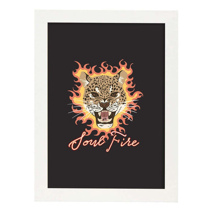 Posters con mensajes felices ilustrados. Lámina de decoración 'Soul Fire' con frases motivadoras y llenas de energia.-Artwork-Nacnic-A4-Marco Blanco-Nacnic Estudio SL