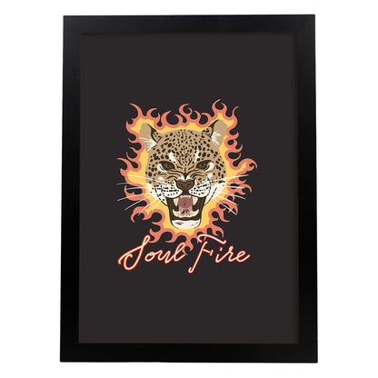 Posters con mensajes felices ilustrados. Lámina de decoración 'Soul Fire' con frases motivadoras y llenas de energia.-Artwork-Nacnic-A4-Marco Negro-Nacnic Estudio SL