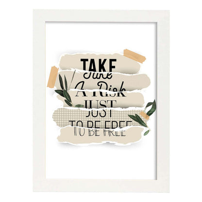 Posters con mensajes felices ilustrados. Lámina de decoración 'Take A Risk' con frases motivadoras y llenas de energia.-Artwork-Nacnic-A4-Marco Blanco-Nacnic Estudio SL