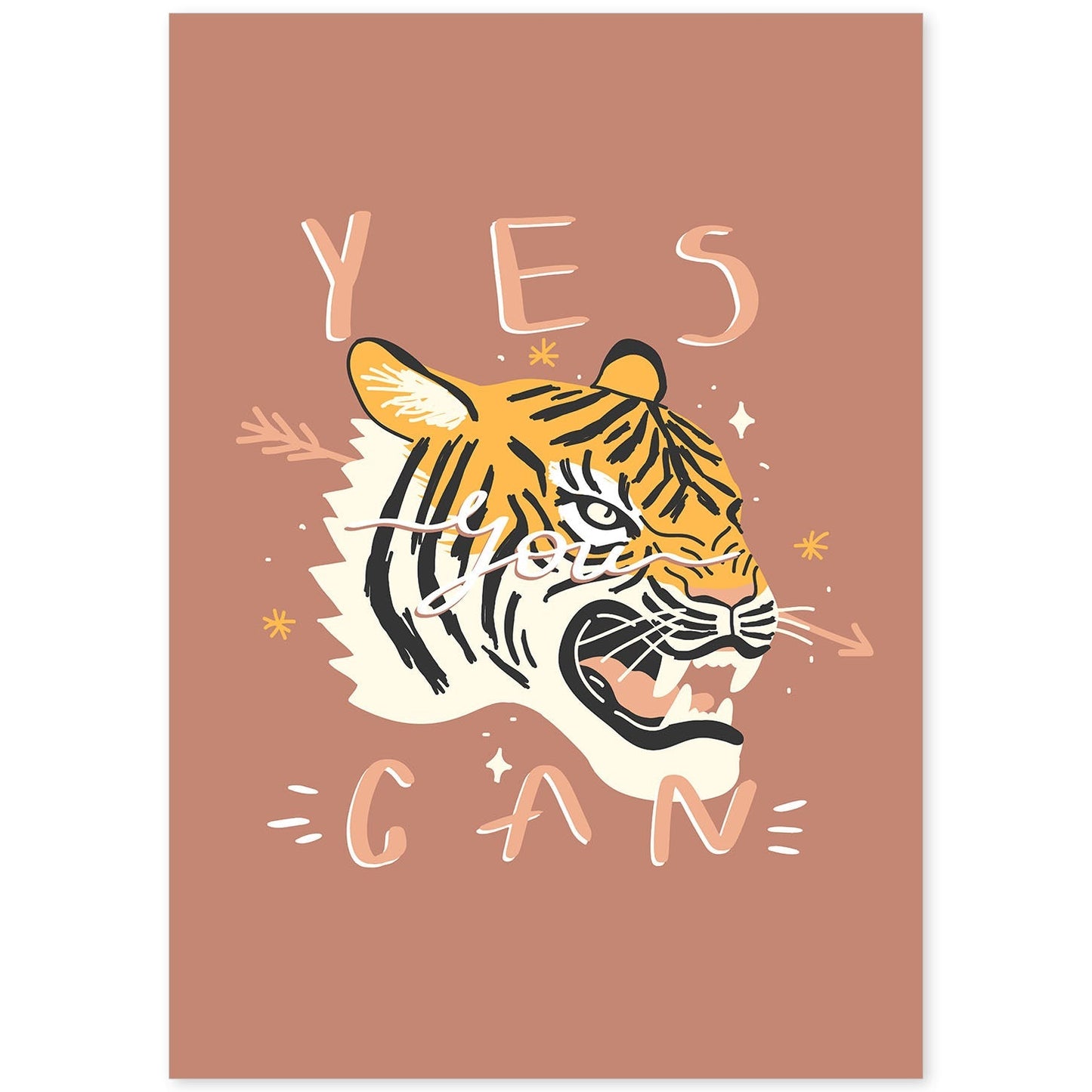 Posters con mensajes felices ilustrados. Lámina de decoración 'Yes You Can' con frases motivadoras y llenas de energia.-Artwork-Nacnic-A4-Sin marco-Nacnic Estudio SL