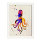 Posters de animales marinos con diseño acuarela. Lámina Pulpo, impresa con textura acuarela, para-Artwork-Nacnic-A3-Marco Blanco-Nacnic Estudio SL