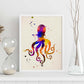 Posters de animales marinos con diseño acuarela. Lámina Pulpo, impresa con textura acuarela, para-Artwork-Nacnic-Nacnic Estudio SL