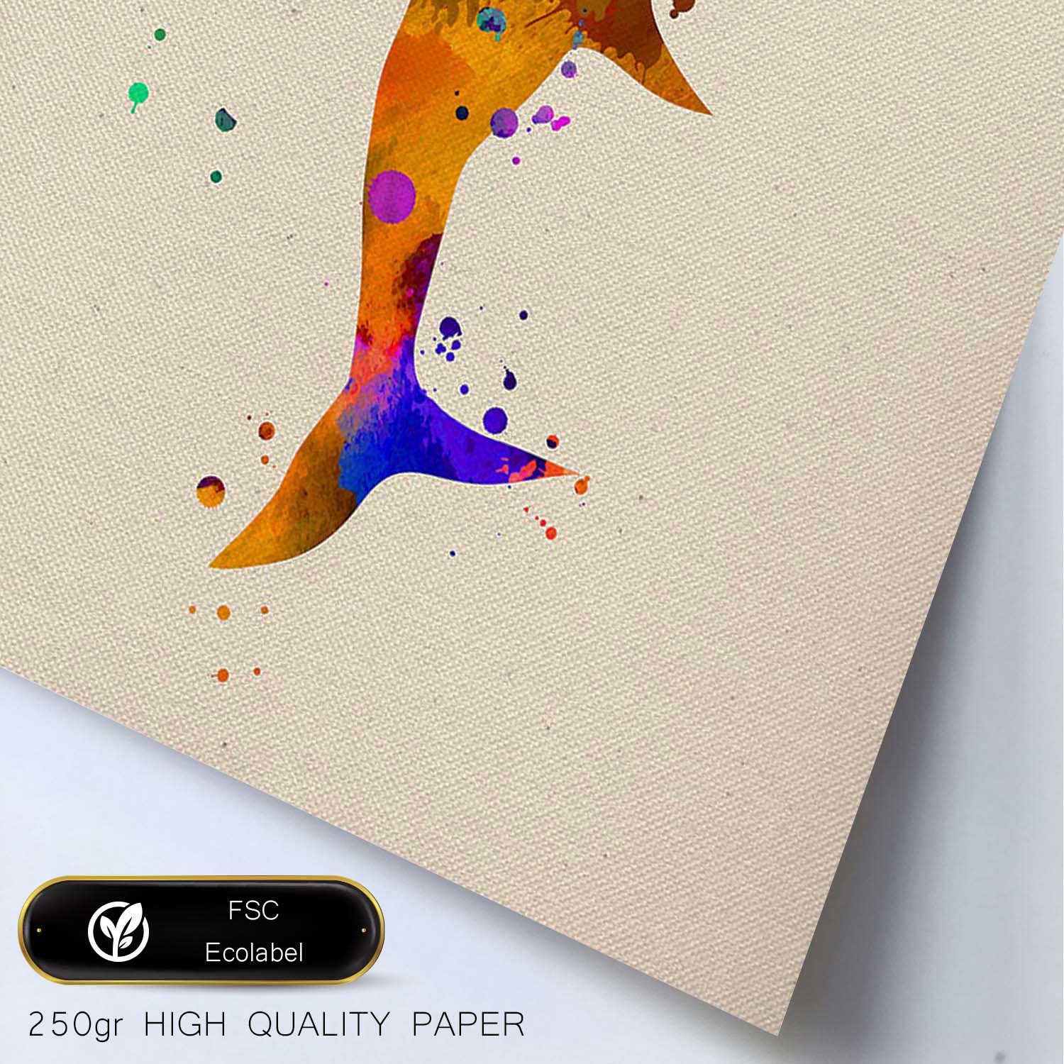 Posters de animales marinos con diseño acuarela. Lámina Tiburon martillo, impresa con textura acuarela, para-Artwork-Nacnic-Nacnic Estudio SL