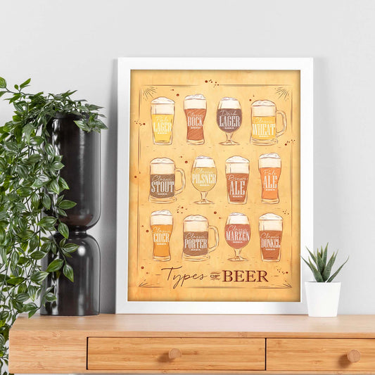 Posters de cervezas y chupitos. Lámina de Tipos de cervezas. Posters de alcohol y bebidas para bares.-Artwork-Nacnic-Nacnic Estudio SL