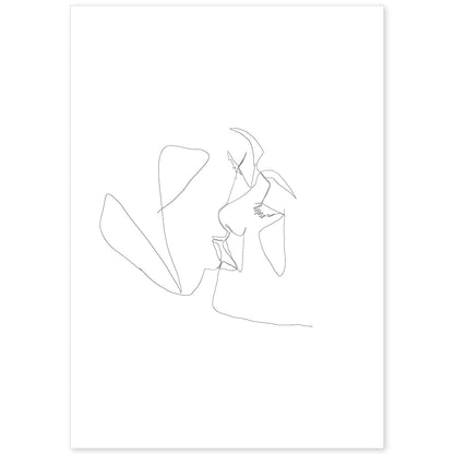 Posters de dibujos y bocetos a una linea. Lámina nordica de Beso de amor.-Artwork-Nacnic-A4-Sin marco-Nacnic Estudio SL