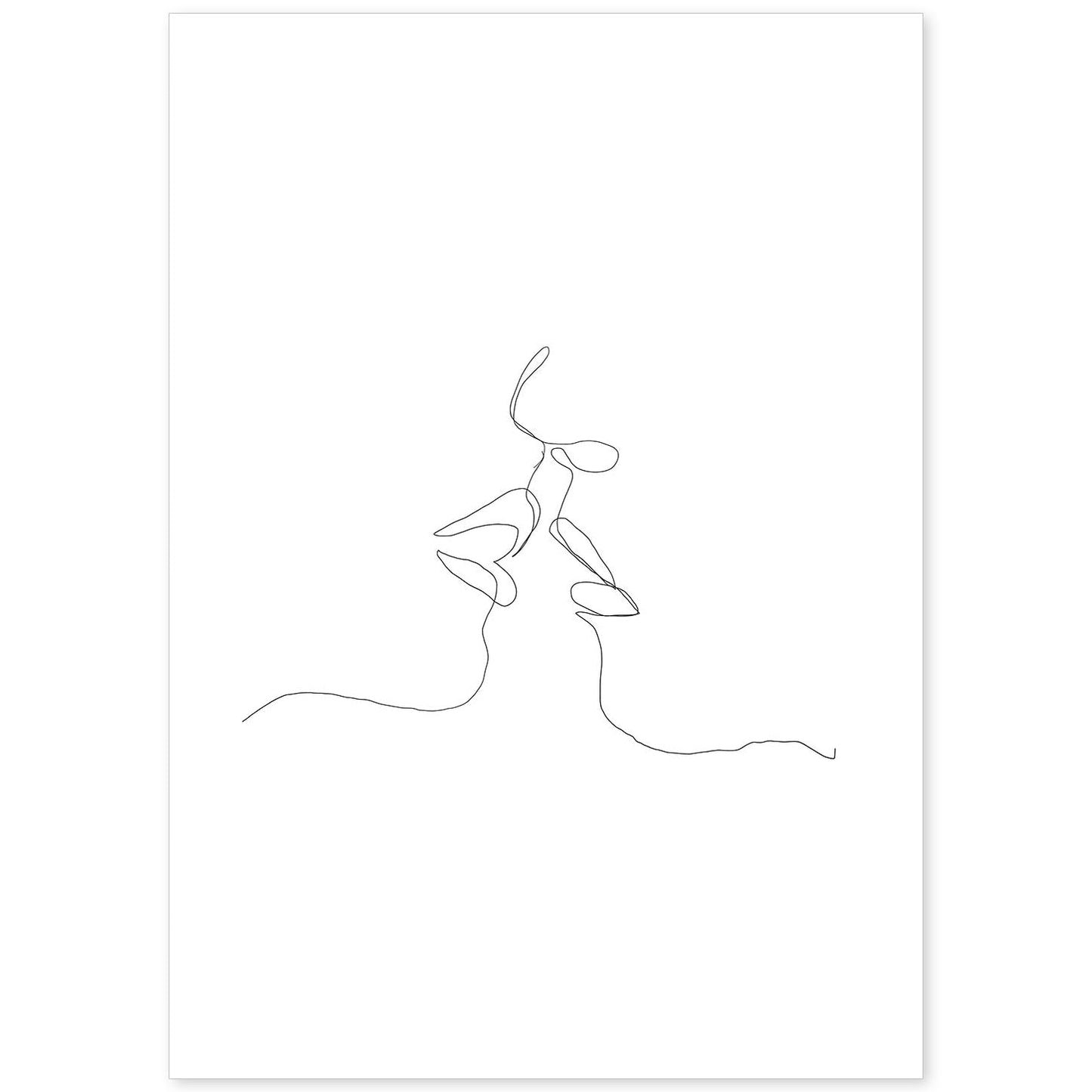 Posters de dibujos y bocetos a una linea. Lámina nordica de Beso de pareja.-Artwork-Nacnic-A4-Sin marco-Nacnic Estudio SL