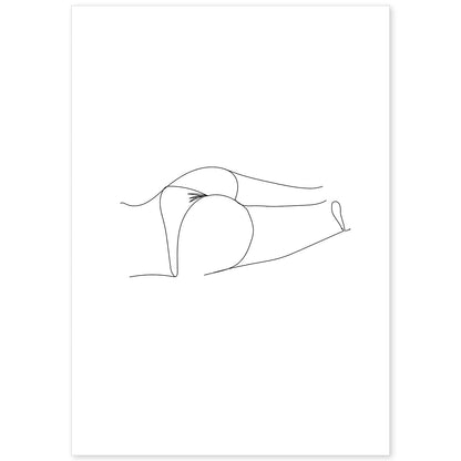 Posters de dibujos y bocetos a una linea. Lámina nordica de Cuerpo mujer, culo.-Artwork-Nacnic-A4-Sin marco-Nacnic Estudio SL