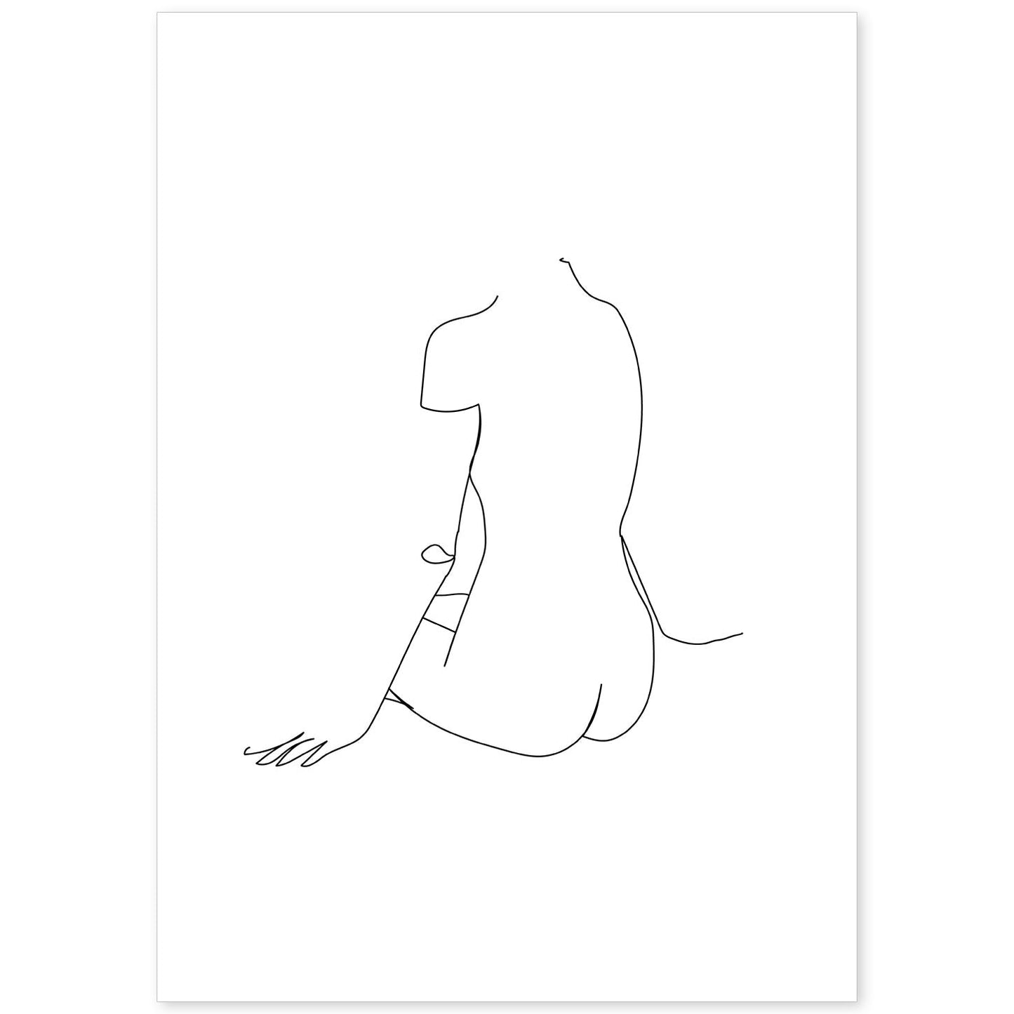 Posters de dibujos y bocetos a una linea. Lámina nordica de Cuerpo mujer, espalda 2.-Artwork-Nacnic-A4-Sin marco-Nacnic Estudio SL