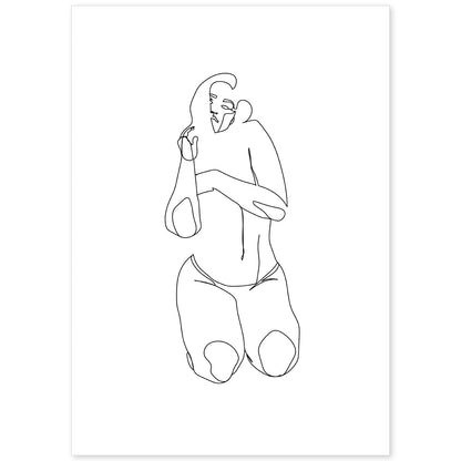 Posters de dibujos y bocetos a una linea. Lámina nordica de Cuerpo mujer, frontal.-Artwork-Nacnic-A4-Sin marco-Nacnic Estudio SL