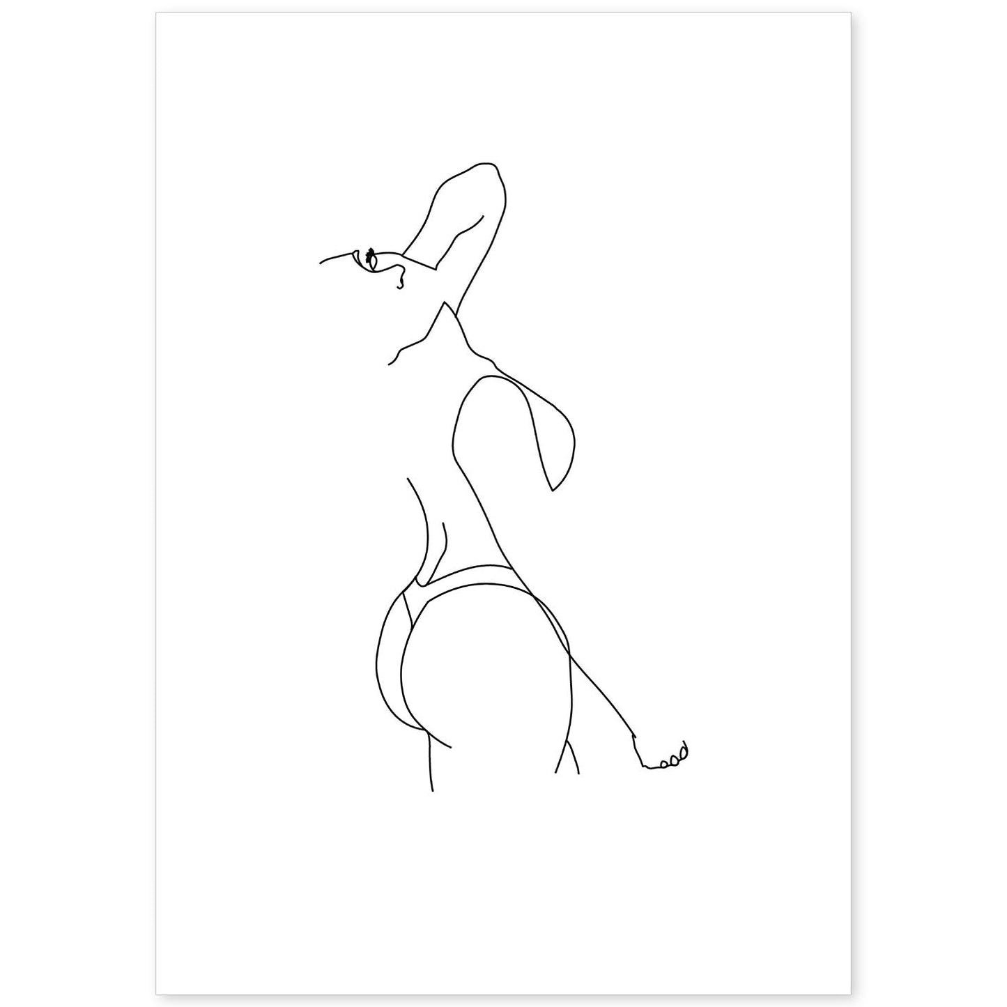 Posters de dibujos y bocetos a una linea. Lámina nordica de Cuerpo mujer, lateral.-Artwork-Nacnic-A4-Sin marco-Nacnic Estudio SL