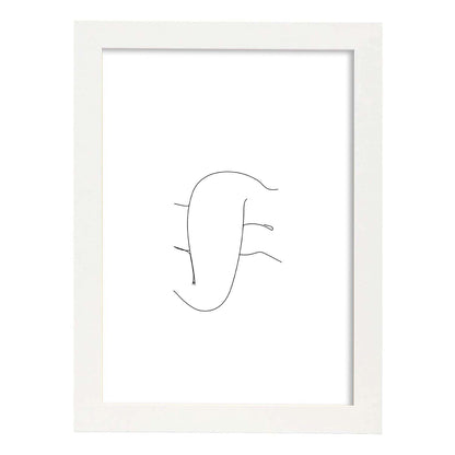 Posters de dibujos y bocetos a una linea. Lámina nordica de Cuerpo mujer, muslos.-Artwork-Nacnic-A4-Marco Blanco-Nacnic Estudio SL
