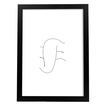 Posters de dibujos y bocetos a una linea. Lámina nordica de Cuerpo mujer, muslos.-Artwork-Nacnic-A4-Marco Negro-Nacnic Estudio SL