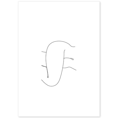 Posters de dibujos y bocetos a una linea. Lámina nordica de Cuerpo mujer, muslos.-Artwork-Nacnic-A4-Sin marco-Nacnic Estudio SL