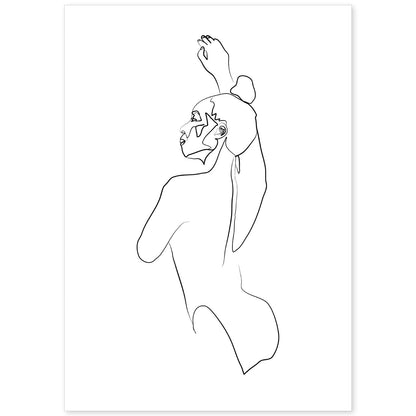 Posters de dibujos y bocetos a una linea. Lámina nordica de Cuerpo mujer.-Artwork-Nacnic-A4-Sin marco-Nacnic Estudio SL