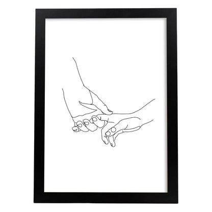 Posters de dibujos y bocetos a una linea. Lámina nordica de De la mano.-Artwork-Nacnic-A4-Marco Negro-Nacnic Estudio SL