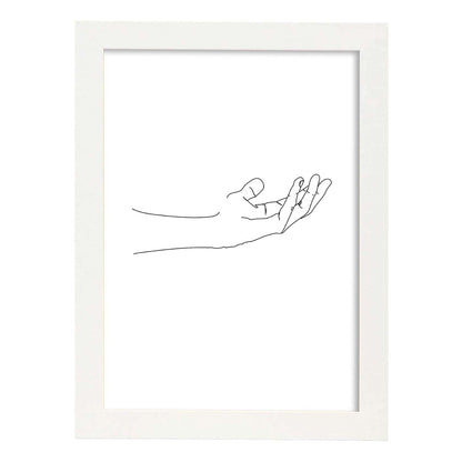 Posters de dibujos y bocetos a una linea. Lámina nordica de Mano.-Artwork-Nacnic-A4-Marco Blanco-Nacnic Estudio SL