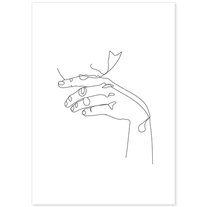Posters de dibujos y bocetos a una linea. Lámina nordica de Mujer soñadora.-Artwork-Nacnic-A4-Sin marco-Nacnic Estudio SL