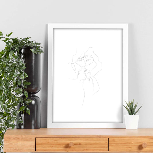 Posters de dibujos y bocetos a una linea. Lámina nordica de Pareja besandose 2.-Artwork-Nacnic-Nacnic Estudio SL