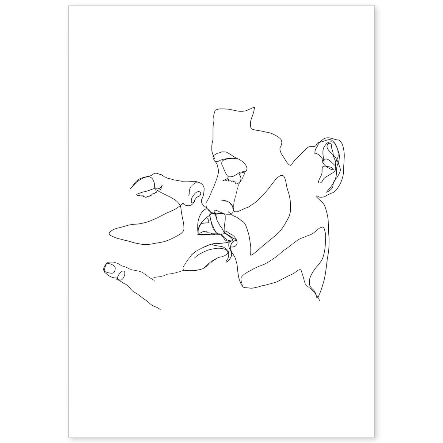 Posters de dibujos y bocetos a una linea. Lámina nordica de Pareja beso en los labios.-Artwork-Nacnic-A4-Sin marco-Nacnic Estudio SL