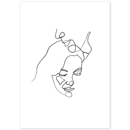 Posters de dibujos y bocetos a una linea. Lámina nordica de Pareja beso romantico.-Artwork-Nacnic-A4-Sin marco-Nacnic Estudio SL