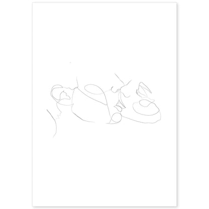 Posters de dibujos y bocetos a una linea. Lámina nordica de Pareja en beso.-Artwork-Nacnic-A4-Sin marco-Nacnic Estudio SL