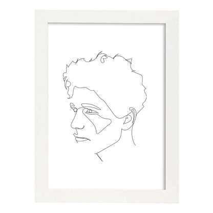 Posters de dibujos y bocetos a una linea. Lámina nordica de Rostro masculino 10.-Artwork-Nacnic-A4-Marco Blanco-Nacnic Estudio SL