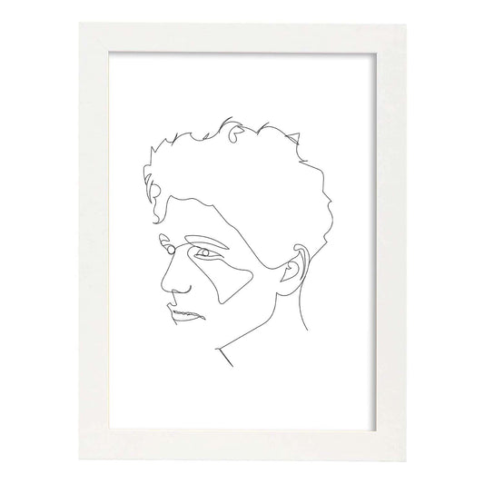 Posters de dibujos y bocetos a una linea. Lámina nordica de Rostro masculino 10.-Artwork-Nacnic-A4-Marco Blanco-Nacnic Estudio SL