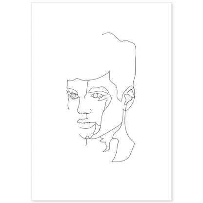 Posters de dibujos y bocetos a una linea. Lámina nordica de Rostro masculino 4.-Artwork-Nacnic-A4-Sin marco-Nacnic Estudio SL