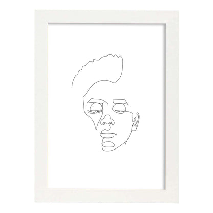 Posters de dibujos y bocetos a una linea. Lámina nordica de Rostro masculino 7.-Artwork-Nacnic-A4-Marco Blanco-Nacnic Estudio SL