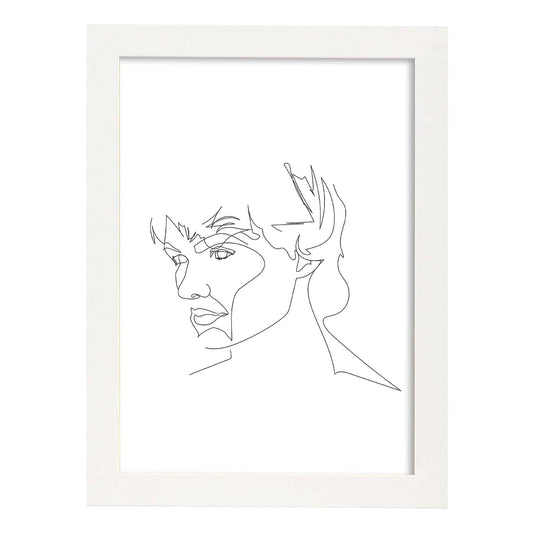 Posters de dibujos y bocetos a una linea. Lámina nordica de Rostro masculino 8.-Artwork-Nacnic-A4-Marco Blanco-Nacnic Estudio SL