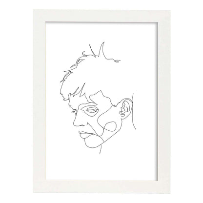 Posters de dibujos y bocetos a una linea. Lámina nordica de Rostro masculino 9.-Artwork-Nacnic-A4-Marco Blanco-Nacnic Estudio SL