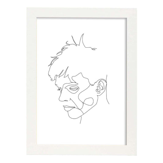 Posters de dibujos y bocetos a una linea. Lámina nordica de Rostro masculino 9.-Artwork-Nacnic-A4-Marco Blanco-Nacnic Estudio SL
