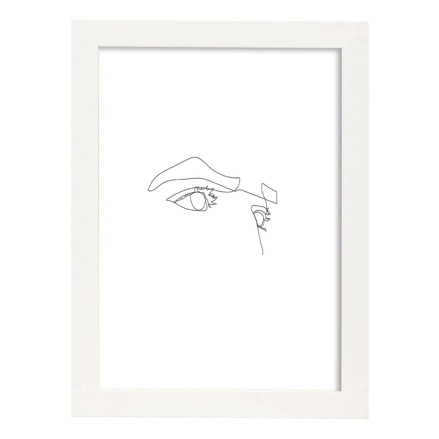 Posters de dibujos y bocetos a una linea. Lámina nordica de Rostro masculino ojos.-Artwork-Nacnic-A3-Marco Blanco-Nacnic Estudio SL