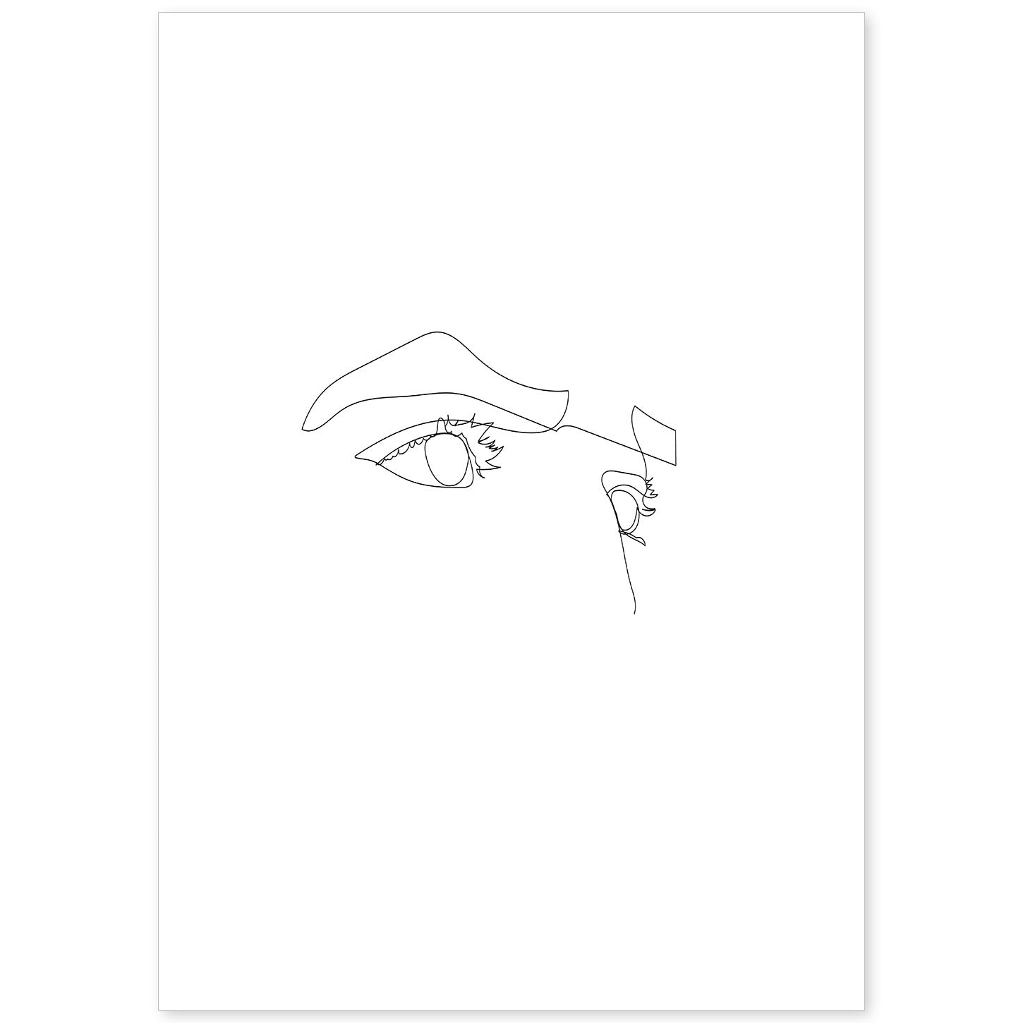 Posters de dibujos y bocetos a una linea. Lámina nordica de Rostro masculino ojos.-Artwork-Nacnic-A4-Sin marco-Nacnic Estudio SL