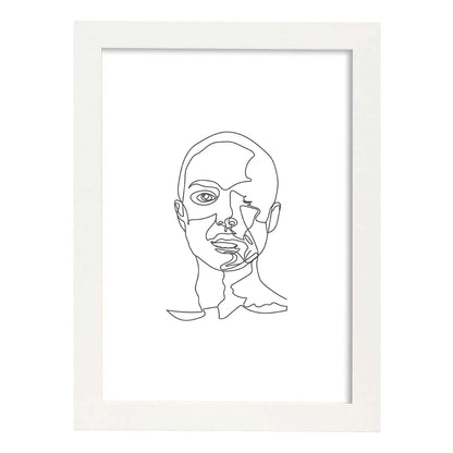 Posters de dibujos y bocetos a una linea. Lámina nordica de Rostro mujer 10.-Artwork-Nacnic-A4-Marco Blanco-Nacnic Estudio SL